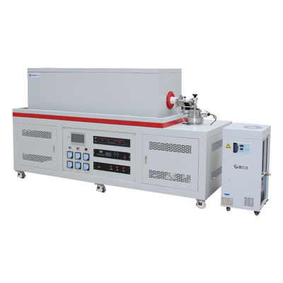 Forno per tubi a tre zone ad alto vuoto 1700C Forno per tubi CVD con flange di raffreddamento ad acqua